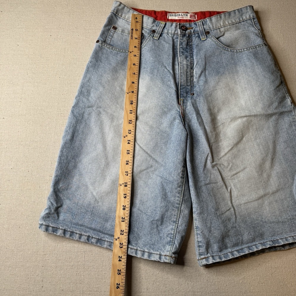 VTG Brooklyn Express Jean Shorts Men 32 Long Baggy Denim Washed Out Fade Y2K - Picture 4 of 7